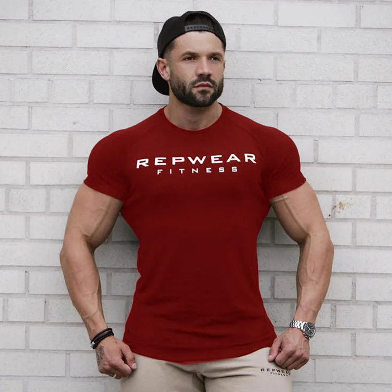 men t shirts | Men T Shirt Short Sleeve Shirts for Men Bodybuilding Red